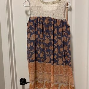 Never Worn! Orange,Purple,and pink flower dress!